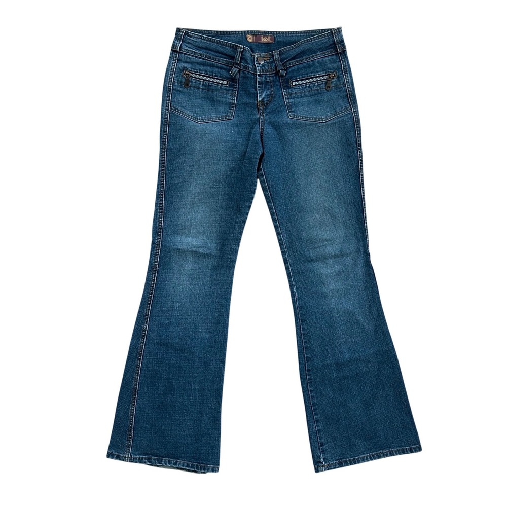 LEI Vintage Y2K‎ Low Rise Flare Jeans Medium Wash Zipper Pocket 30"